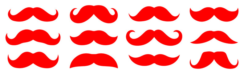 mustache silhouette icon vector set