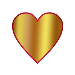 A shiny golden heart icon with a metallic gradient finish and a thin red border.