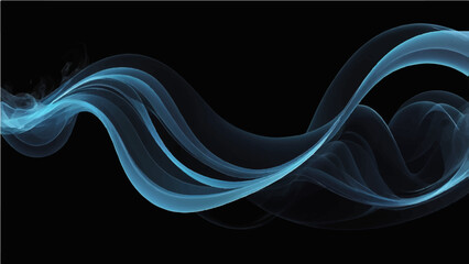 Abstract blue smoke wave motion with light fractal line design for energy effect backdrop illustration
