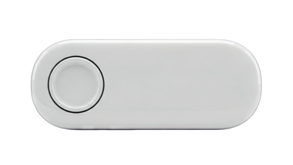 White Button with Circle Detail Isolated on White Background