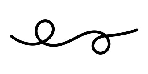 Hand drawn decorative swirl line with loops for dividers, separators, and creative graphic design