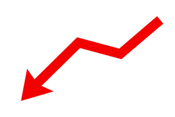 Red downward zigzag arrow