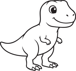 Adorable baby dinosaur standing with a gentle friendly expression line art one line art