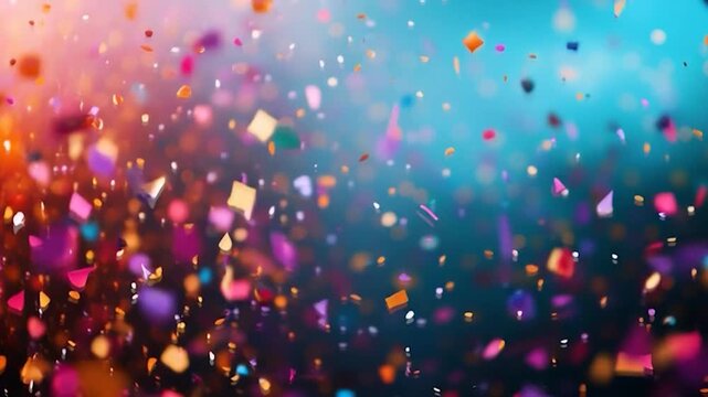 Colorful Confetti Falling Celebration Background.