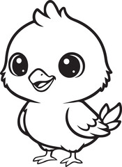 Bold line art chicken drawn in simple clean minimal farm animal style line art one line art