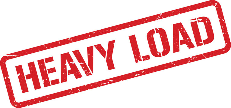 Distressed Red Heavy Load Rubber Stamp Impression Isolated on White Background Stock