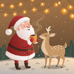 santa claus and reindeer