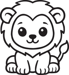 Bold line art lion drawn with a soft minimal calm wild animal expression line art one line art