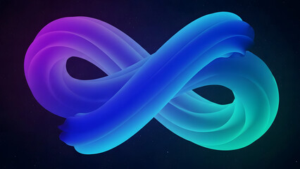 Abstract infinity loop with vibrant gradient colors on a dark background