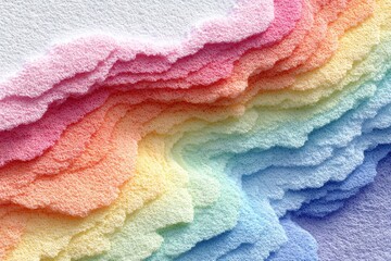 Colorful powder from colored pigments in various shades forms an abstract representation of a vibrant landscape during an art event or creative activity