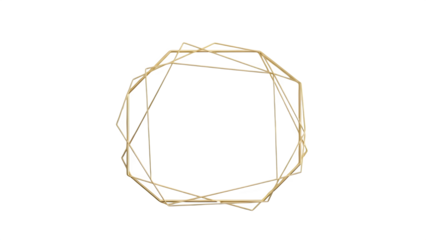 Abstract geometric gold frame border decoration element isolated on transparent background