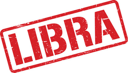 Libra Zodiac Sign Red Distressed Rubber Stamp Illustration on White Background with Grungy Texture