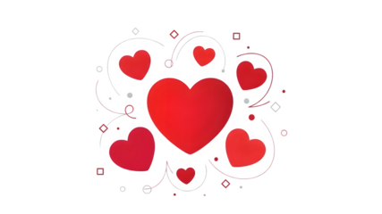 Red Hearts Abstract Design Isolated on White Background