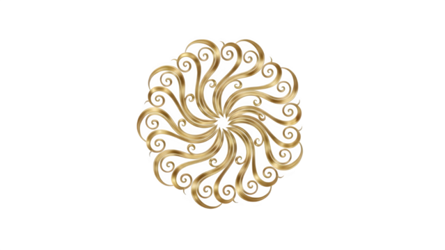Golden swirl mandala ornament design element isolated on transparent background - Powered by Adobe