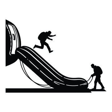 Man dragging another man down from a slide isolated on white background, Vector