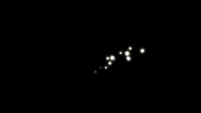 Twinkle stars line glitter sparkles, sparkling stars shine animation, blinking cartoon stars, magic dust, star sparkle vector doodles, shine light effect, retro glowing movement on black screen. 4k