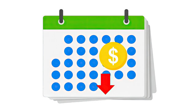 Calendar showing financial losses and decreasing income
