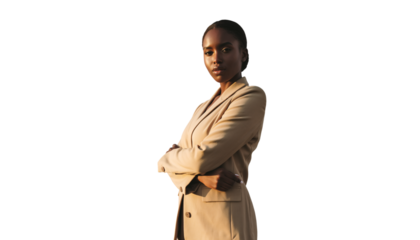 Young Black Businesswoman Standing Confidently Outdoors in a Professional Mid-Shot Portrait