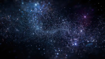 Obraz premium A space scene filled with countless stars, light particles, and cosmic dust creating a mesmerizing galaxy or nebula in deep space.