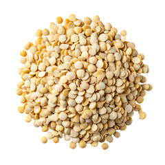 A close-up of a pile of light-colored seeds on a white background, perfect for culinary or agricultural themes.