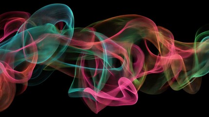 A vibrant abstract illustration featuring colorful waves in various shades on a black background, showcasing creativity and fluidity.