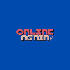 Online Again Dollar Sign Text on Blue Screen - Retro Digital Message