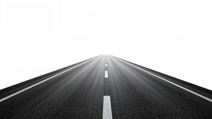 Empty road extending into the distance with a white dashed center line on a clear day.