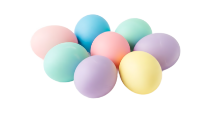 Group of Soft Pastel Easter Eggs Isolated on White Background