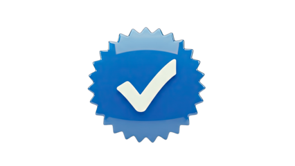 Verified Badge with Checkmark on White Background