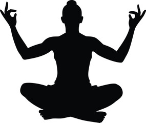 Meditation Hands Up Silhouette Vector Transparent Background