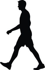 Power Walking Silhouette Vector Transparent Background