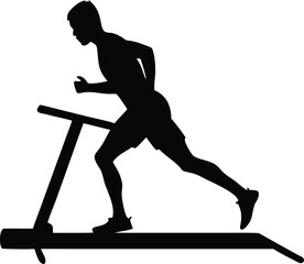 Treadmill Running Silhouette Vector Transparent Background