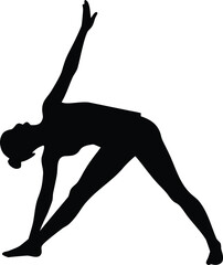 Triangle Yoga Pose Silhouette Vector Transparent Background