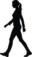 Walking Woman Silhouette Vector Illustration Transparent Background