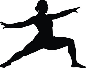 Warrior Pose Silhouette Vector Illustration Transparent Background
