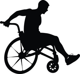 Wheelchair Athlete Silhouette Vector Illustration Transparent Background