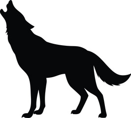 Wolf Howling Silhouette Vector Illustration Transparent Background