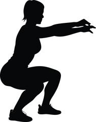 Workout Squat Silhouette Vector Illustration Transparent Background