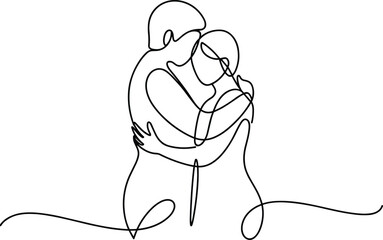 Mother and child vector illustration drawing of a smiling woman and her baby, son, or daughter sketch art line image