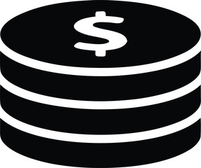 Coin Stack Silhouette Vector Transparent Background