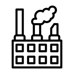 Industrial Building Vector Line Icon Design