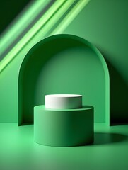 Green podium display arch background