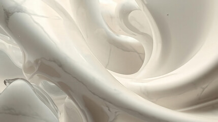 Abstract flowing silk background featuring a soft blue and cream textile wave pattern for a luxurious design backdrop