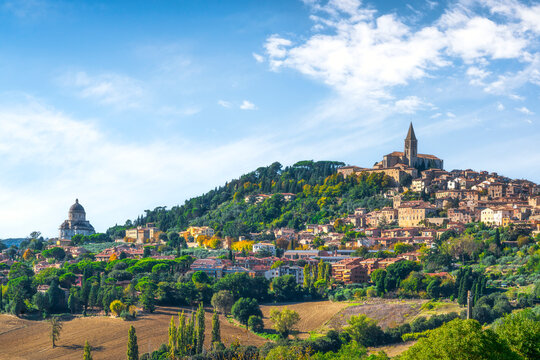 Todi Town skyline with churches, Umbria, Italy