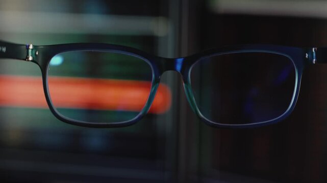 Remote work in the tech industry. Programmer desk with code on two monitors. Software development and outsourcing. Digital processing, modern IT workspace, freelance coding, and online productivity.