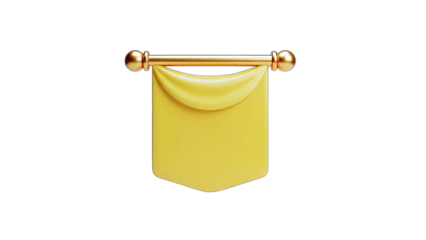 Yellow Banner Hanging on a Golden Rod - 3D Render