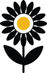 Sunflower Floral Silhouette Vector Transparent Background