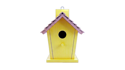 Yellow Birdhouse Isolated on White Background