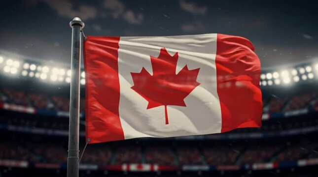 Canada Flag Waving at Soccer Stadium