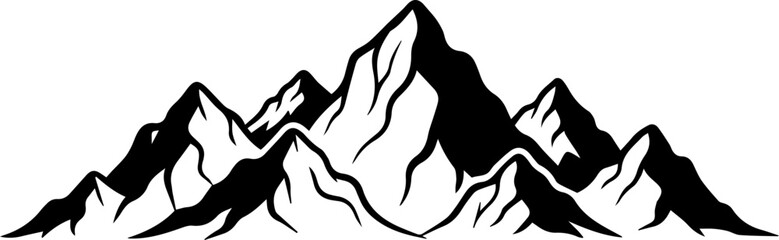 Obraz premium Stunning mountain range silhouette, perfect for outdoor adventure branding, nature-inspired logos, and travel company visuals with its striking, clean design